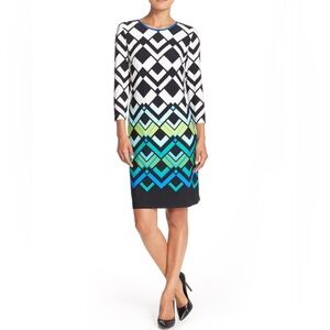 Eliza J Geometric Print Jersey Shift Dress Size 6